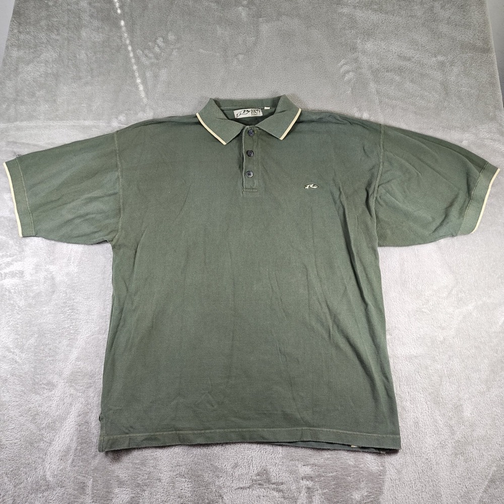 Vintage Rusty Polo Shirt Mens XL Surf Short Sleeve Cotton Pique Embroidered 90s